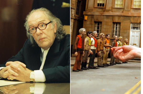 A collage of actor Michael Gambon in various Wes Anderson films.